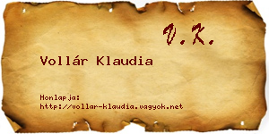 Vollár Klaudia névjegykártya